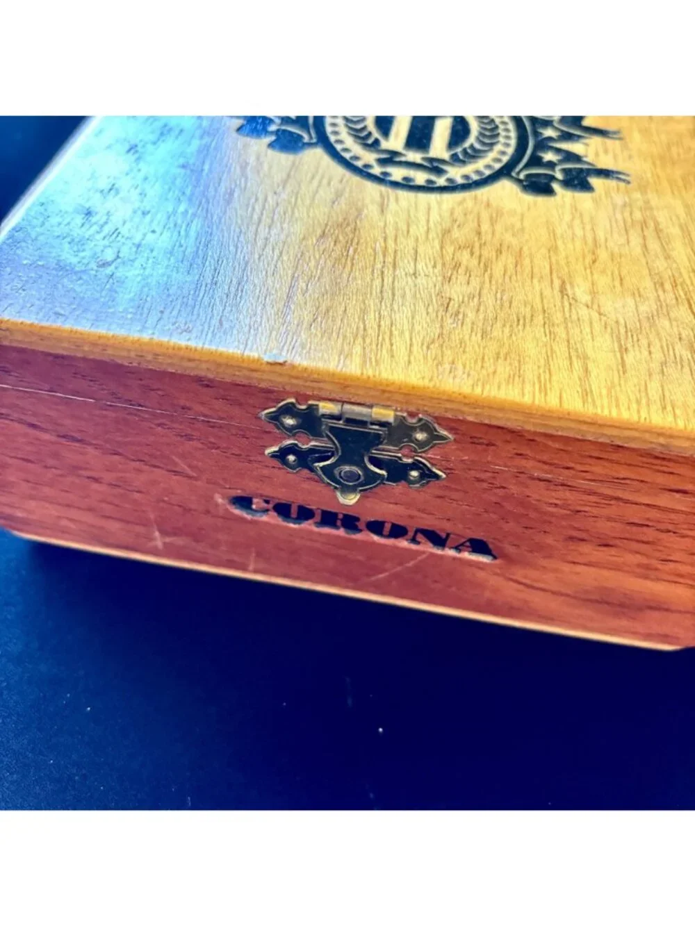 Vintage Puros Reales Wood Cigar Box Empty Honduras Tobacciana Storage Case